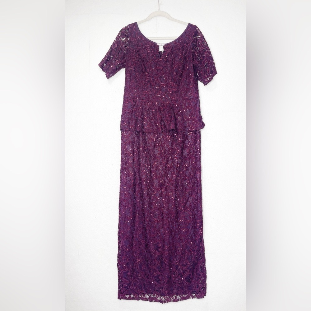 Ursula of Switzerland Burgundy Wine Mother of the Bride Lace Sequin Dress